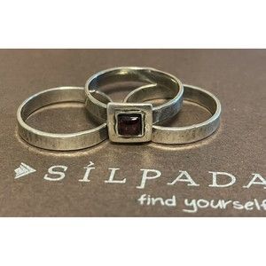 NEW- Silpada R0949 Garnet Stackable Ring Set Size 9